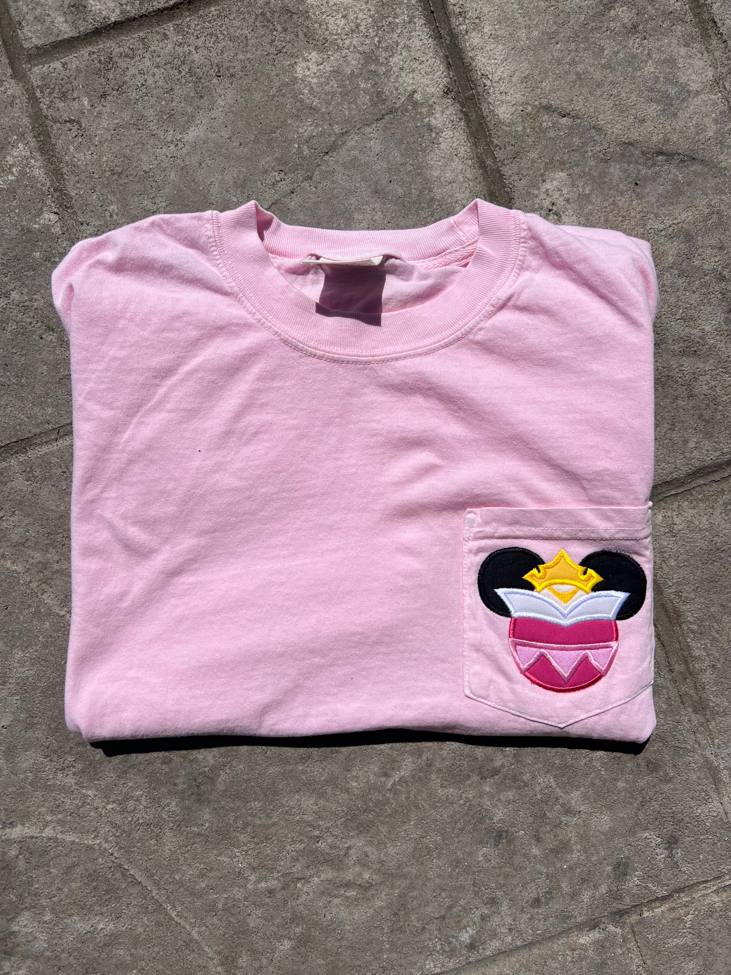 Mouse Head Sleeping Beauty Embroidered Applique Tshirt